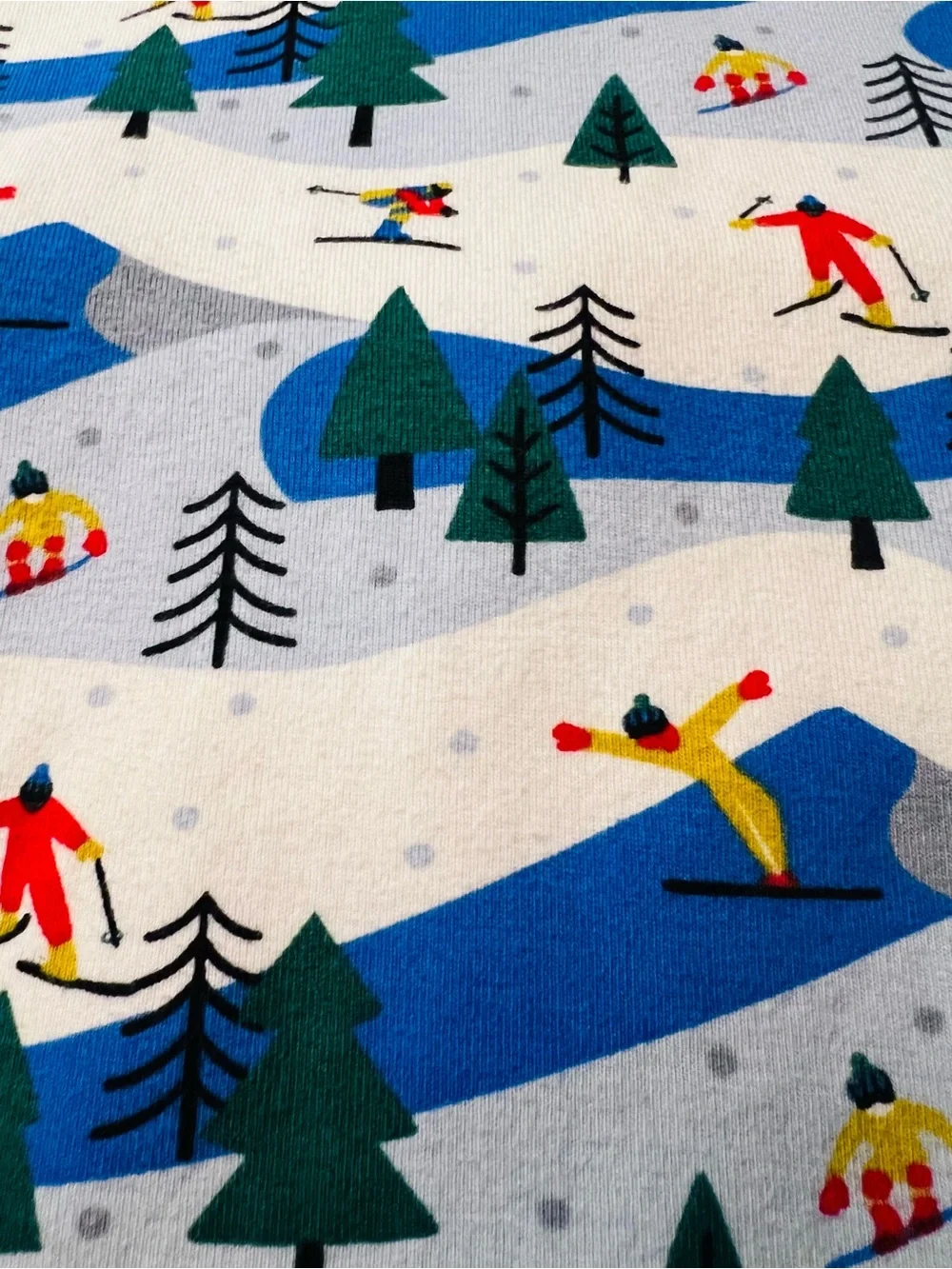 Hanna Andersson White and Blue Ski Print Kids Pajama Set Size 14